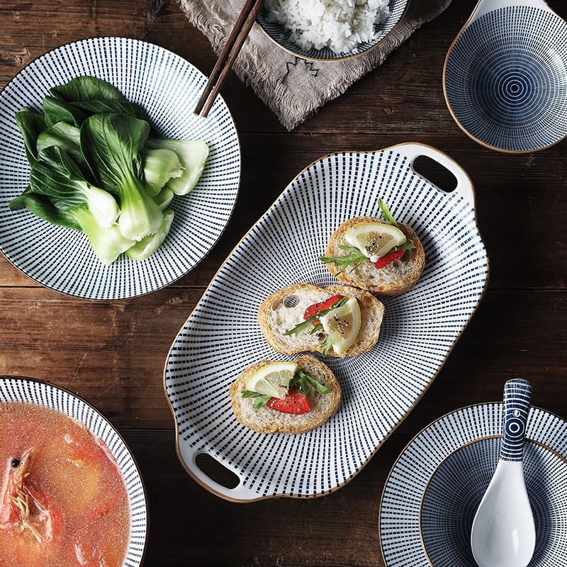 【蝦皮推薦】-滿299出貨-盤碟碗盤套裝家用創意日式裝菜盤子平盤淺盤深盤蒸魚盤早餐西餐盤