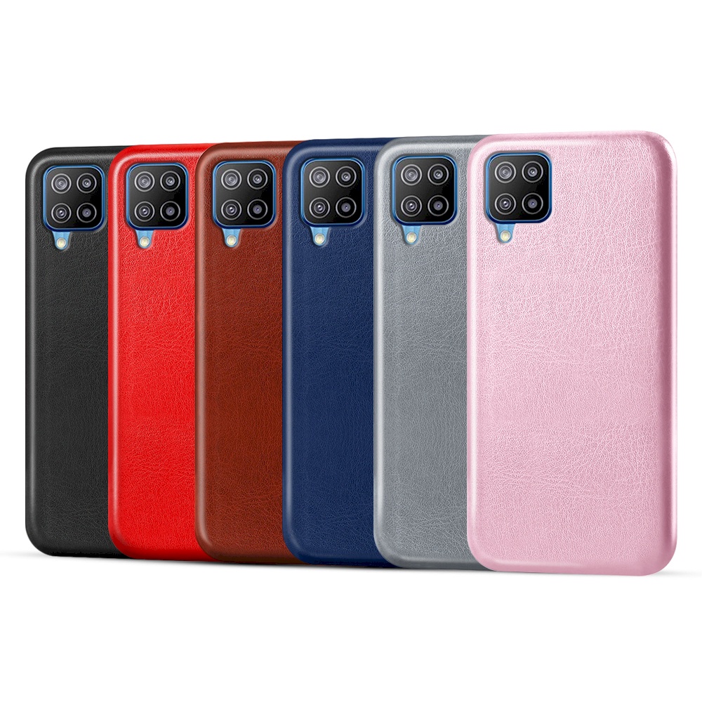 Samsung Galaxy M12 M32 皮革手機套保護殼牛皮仿真皮紋單色素色背蓋油蠟感保護套手機殼