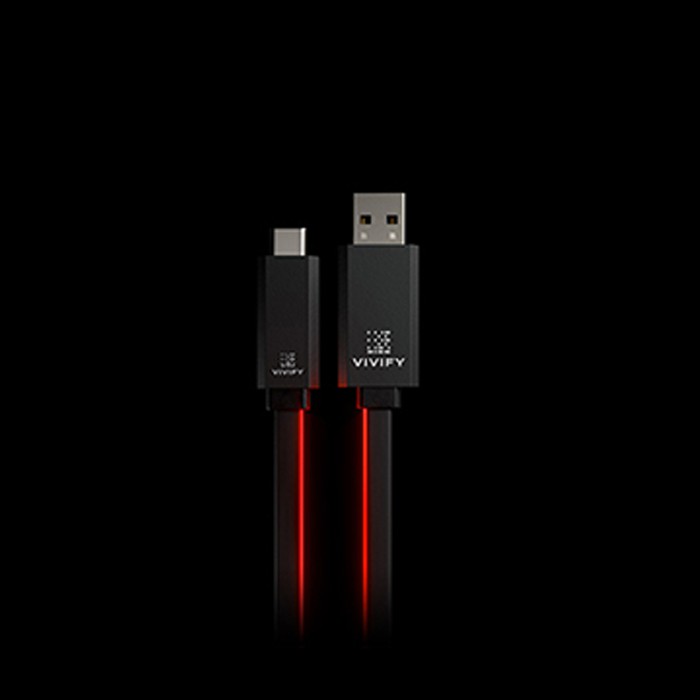 VIVIFY Aceso W10 TYPE C快充傳輸線 1米 紅光USB 電競RGB《名展音響》