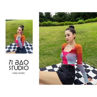 宋智雅衕款純慾風辣妹短款防曬針織衫開衫外套長袖上衣高階設計感 女生衣著 明星衕款 辣妹穿搭NANA Studio💕
