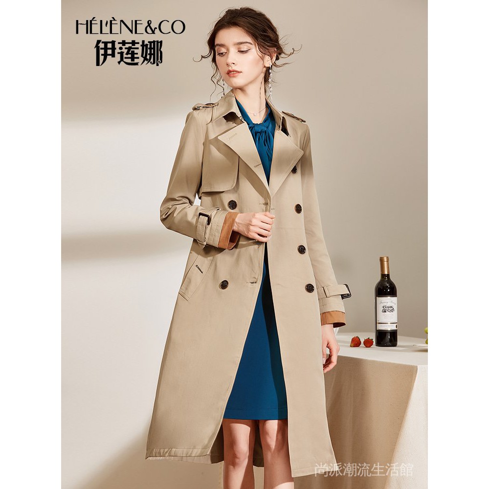 V6b8 伊蓮娜英倫風氣質風衣女中長秋季收腰顯瘦垂感寬鬆外 蝦皮購物