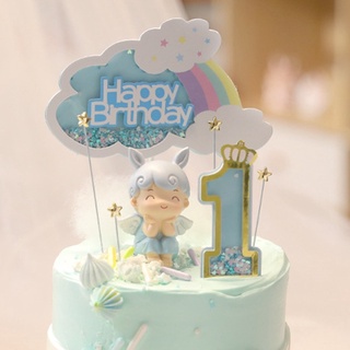 0-9 號蛋糕裝飾兒童生日快樂蛋糕裝飾生日派對嬰兒淋浴裝飾紙杯蛋糕旗幟用品