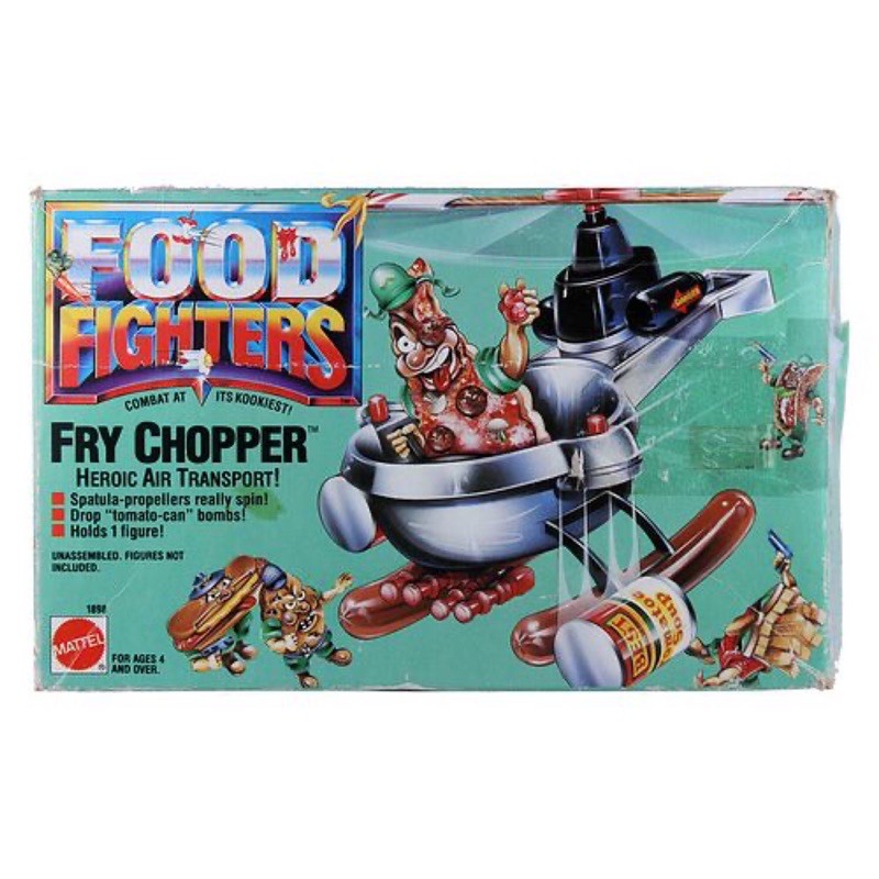 1988年 美泰兒Mattel 食物大戰Food Fighter 油炸鍋直升機Fry Chopper 老玩具 全新未拆封