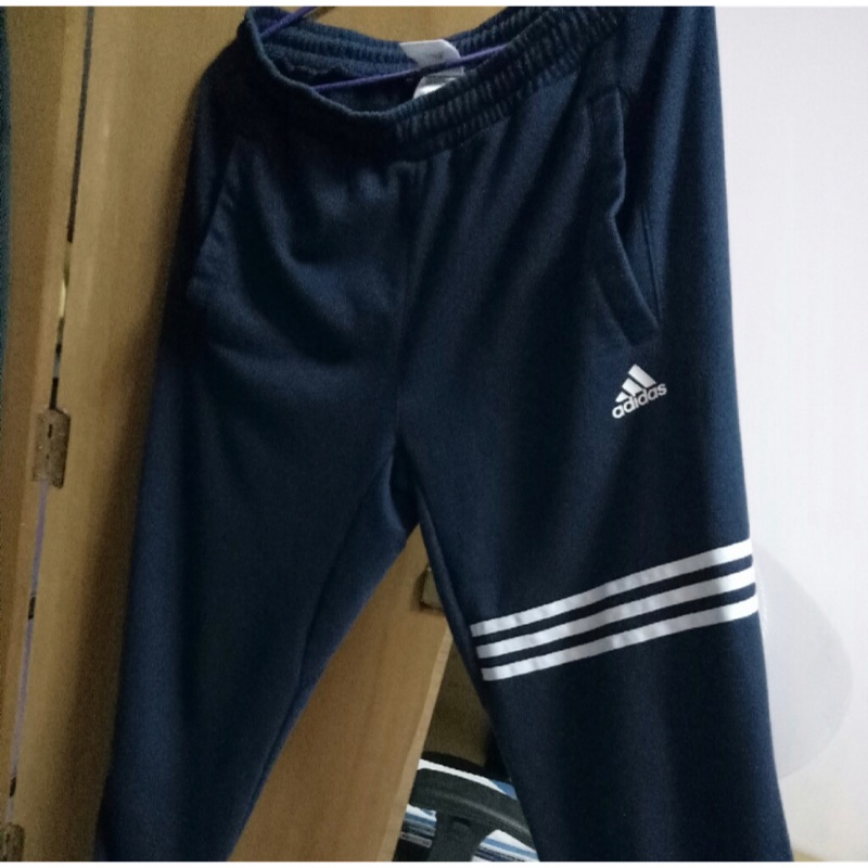 Adidas深藍色棉褲縮口褲L號