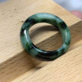 滿綠翡翠玉戒扳指花青翡翠戒指 B33