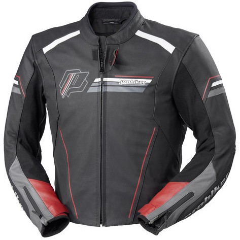 【德國Louis】Probiker PRX-16 摩托車皮衣外套 黑白紅配色 運動競技牛皮防摔衣真皮夾克編號207315