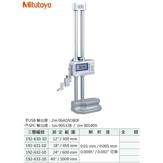 日本三豐Mitutoyo 數位式高度計 數位式高度規 電子式高度計 電子式高度規 192-632-10