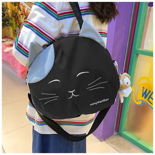 ST💋日系少女 可愛貓咪 帆布包 IG 卡通學生 大容量手提斜挎包 側背包 百搭單肩包