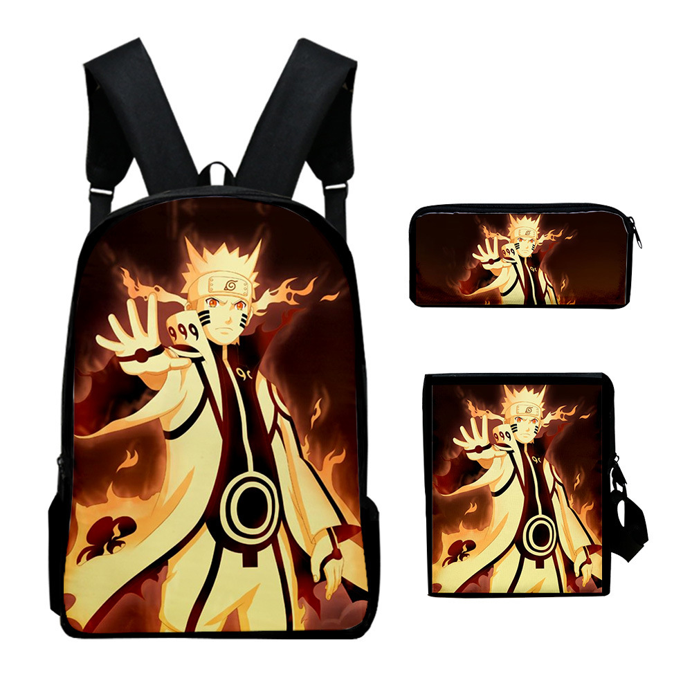 3D新品火影忍者周邊背包+筆袋三件套裝男女兒童書包