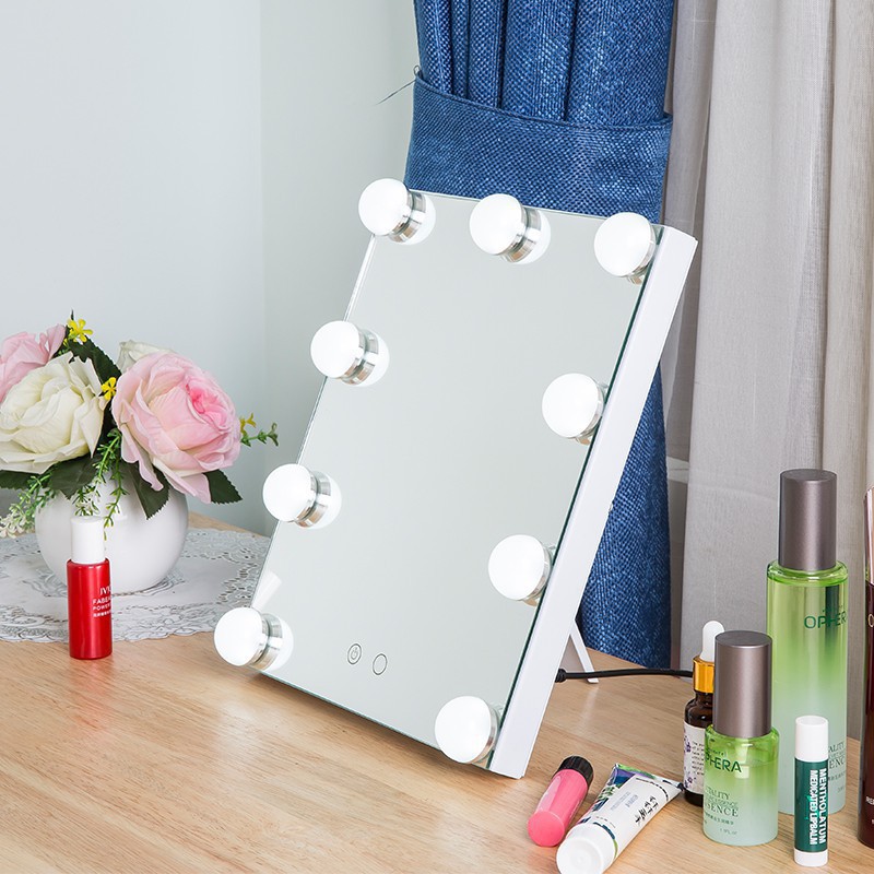 熱賣爆款亞兔諾充電LED化妝鏡子 折疊便攜臺式梳妝鏡帶燈泡隨身鏡高清燈鏡