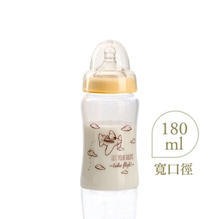 黃色小鴨寬口徑葫蘆玻璃奶瓶180ml