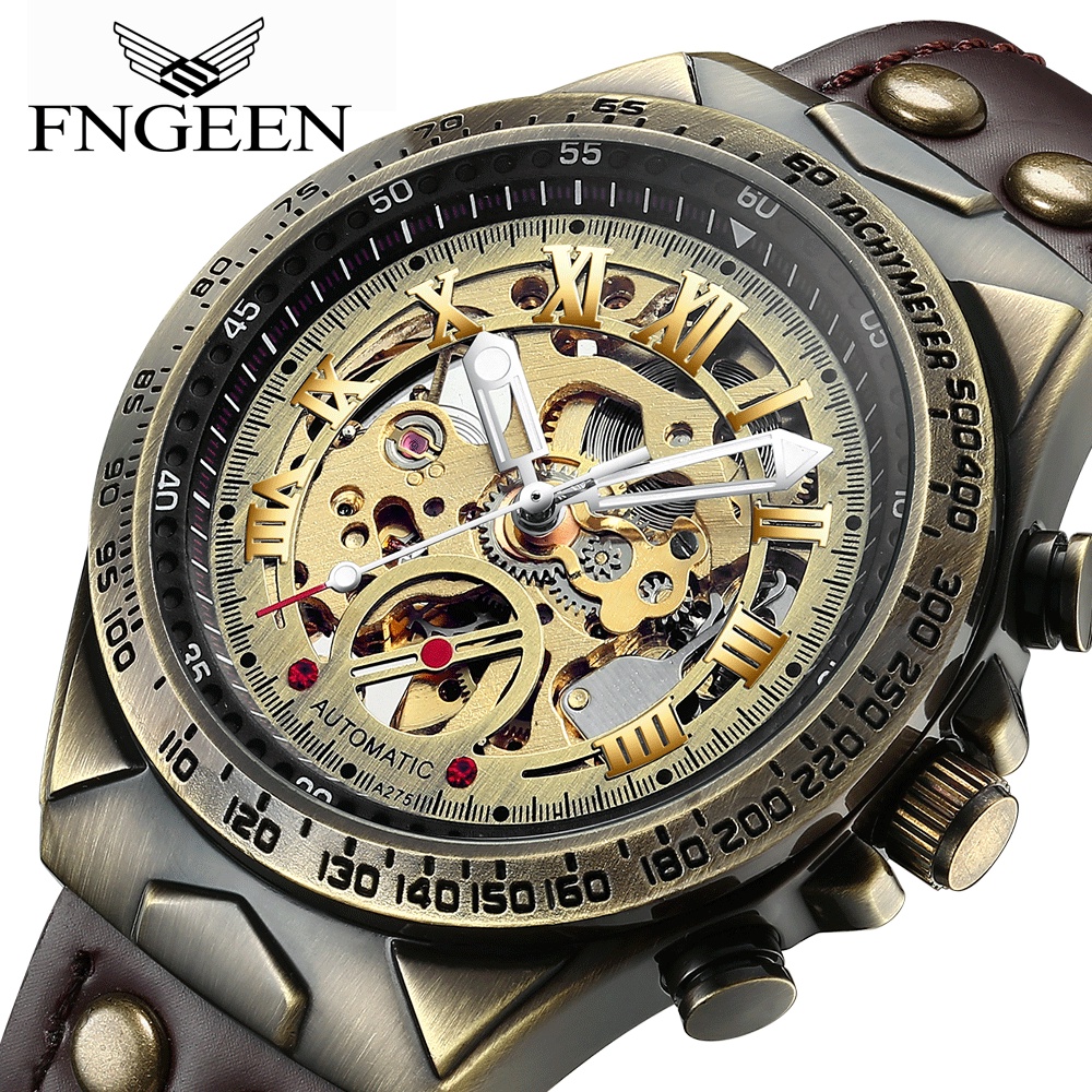 FNGEEN (100%正品）A275 復古男士 時尚休閒 古銅色 自動機械機手錶