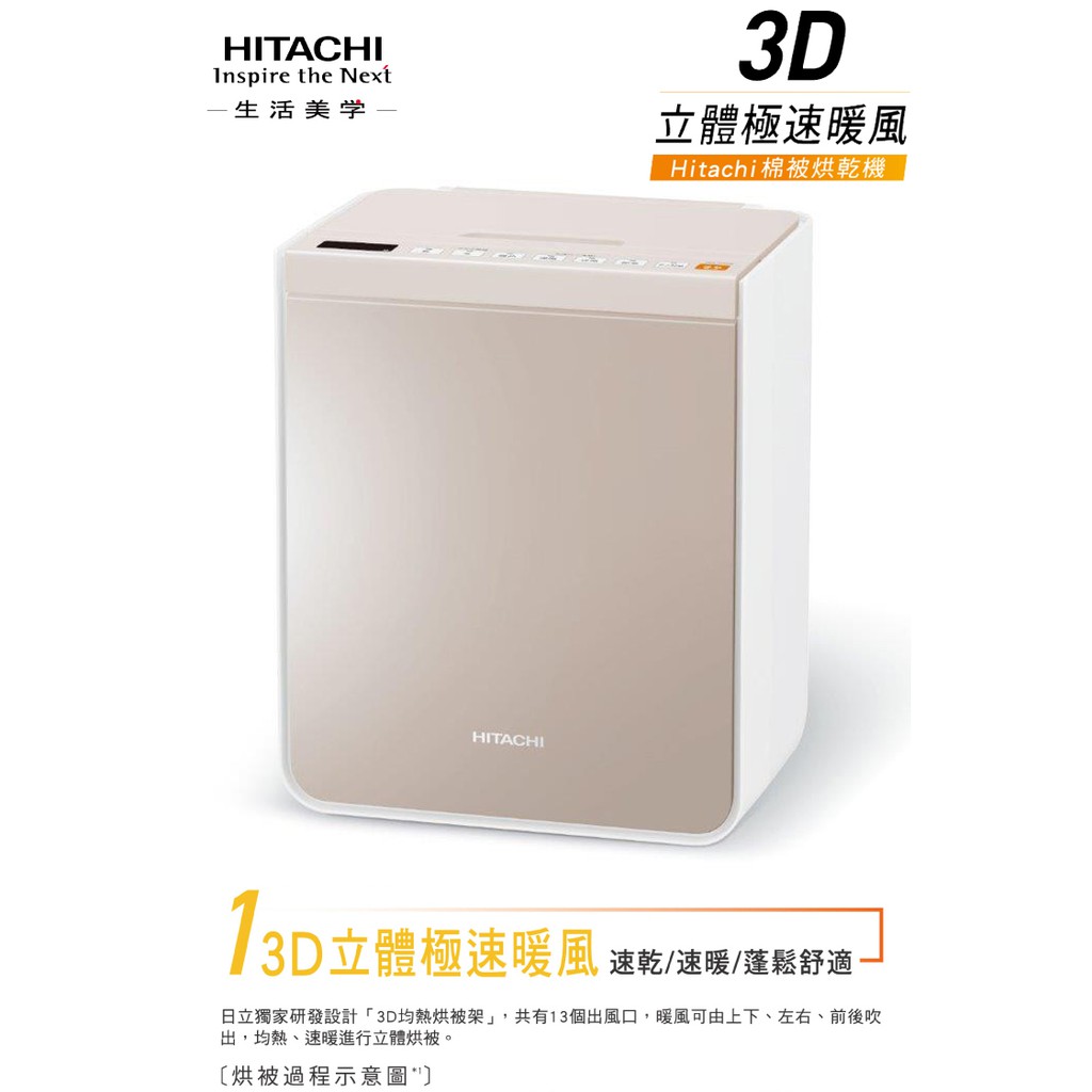 【破盤激殺價2499元】全新HITACHI 日立3D立體極速暖風棉被烘乾機(HFKVH700T)