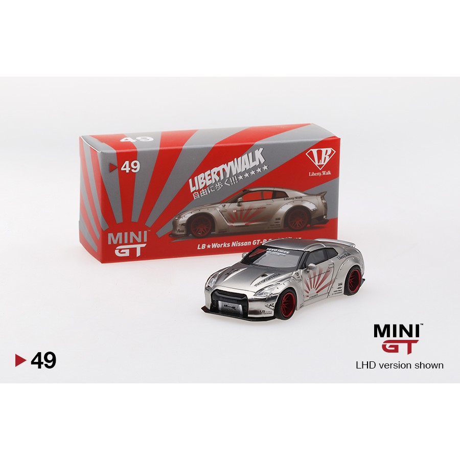 1/64 MINI GT Liberty Walk Nissan GT-R (R35) Satin Silver 電鍍銀