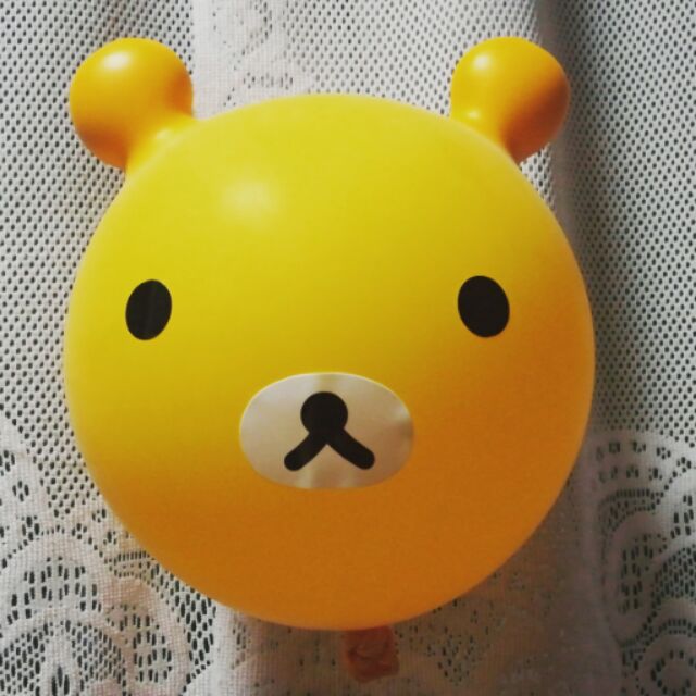 拉拉熊氣球-木瓜黃圓耳兔氣球+拉拉熊貼紙6組