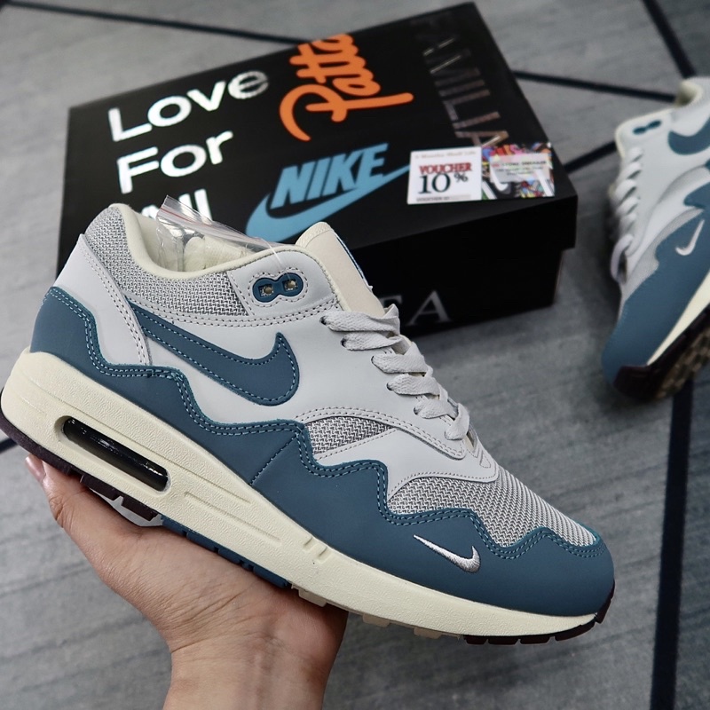 [Vnstores 運動鞋] Nike Patta Air Max1 藍色低筒運動鞋 - 最佳標準