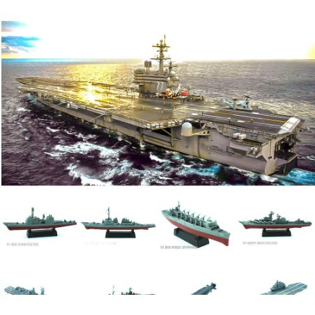 4d拼裝塑料戰艦航母軍用現代兒童模型玩具