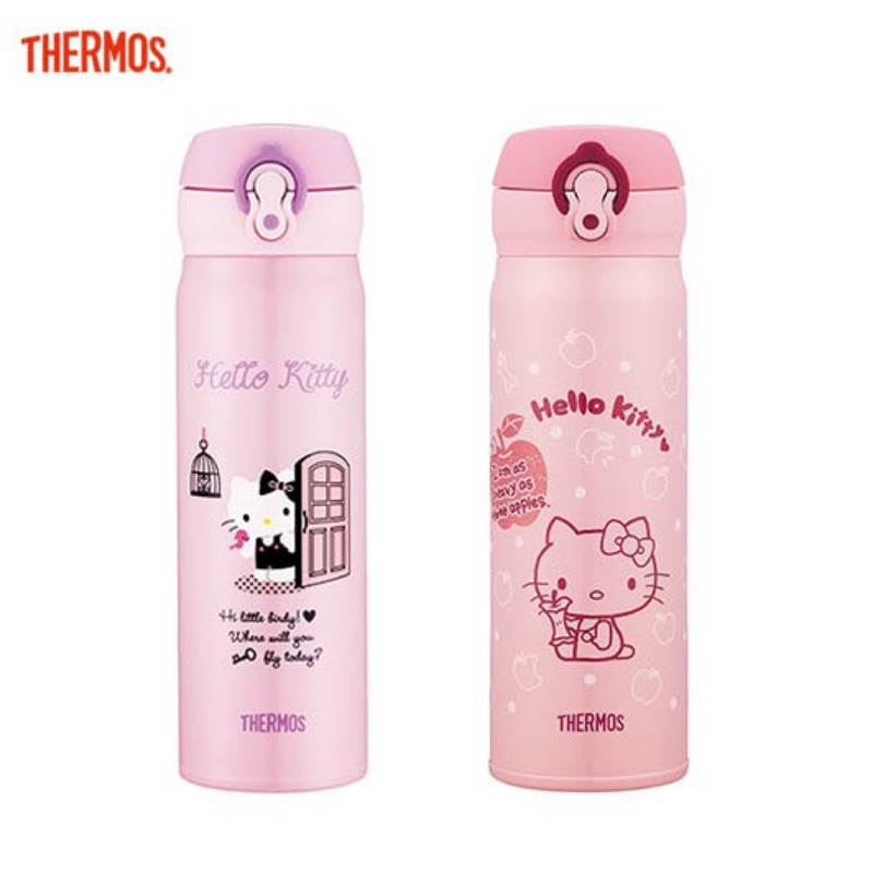 THERMOS 膳魔師 Hello Kitty 超輕量彈蓋不鏽鋼真空保溫瓶0.5L(凱蒂的一天篇）