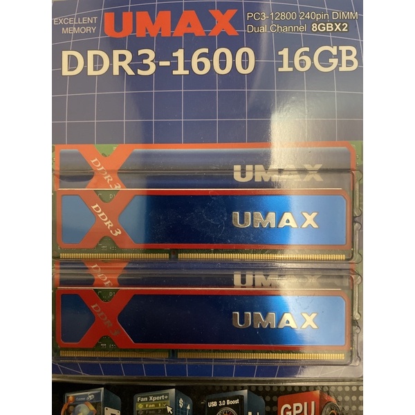 [二手］UMAX RAM DDR3-1600 16GB 8x2