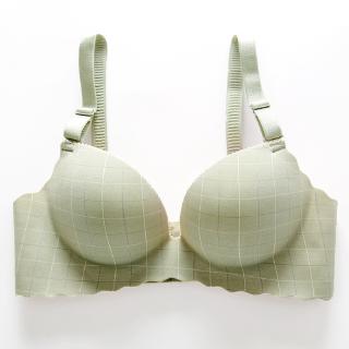〖單件內衣〗►現貨◄ 特價❤ 一片式光面無痕無鋼圈條紋格子內衣女士集中爆乳調整內衣BC胸罩