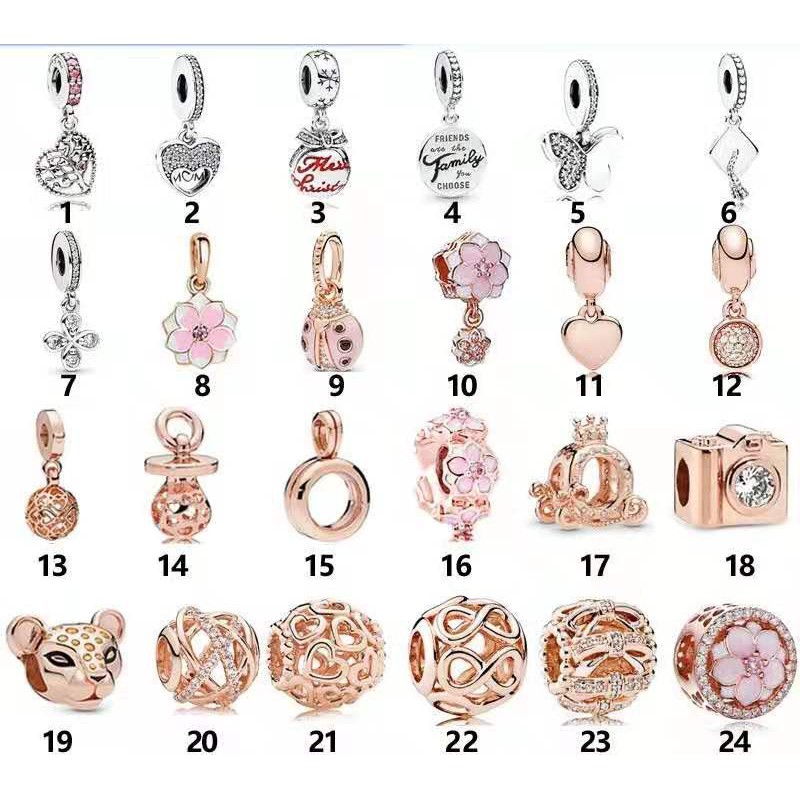 潘朵拉pandora S925純銀玫瑰金獅子頭皇冠馬車木蘭花系列diy裝飾串珠串飾配件 蝦皮購物