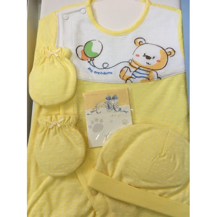 新生兒 麗嬰房 禮盒 長袖 黃色 熊熊 帽子 手套 六個月 ６Ｍ