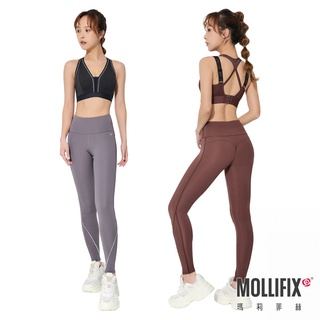 Mollifix 瑪莉菲絲 TRULY小尻長腿鑲邊訓練褲 (落栗棕 / 日暮灰)、瑜珈服、Legging