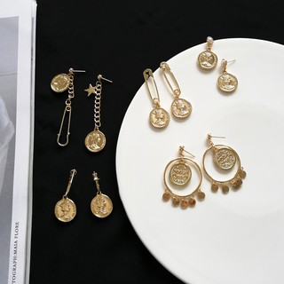 NINI SHOP 復古金幣系列耳環(耳夾)