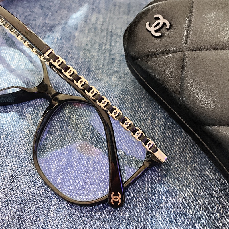 【預購】麗睛眼鏡Chanel【可刷卡分期】香奈兒 CH3408Q 黑色 小香光學眼鏡 香奈兒熱賣款 香奈兒小羊皮穿鏈眼鏡