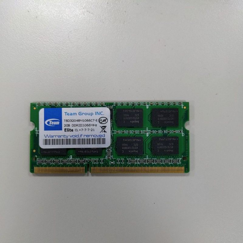 筆電記憶體SO-DIMM 2Rx8 2GB DDR3-1066(Team)