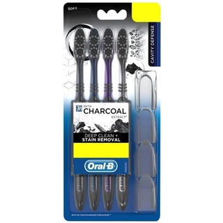 ORAL-B原裝進口名典型牙刷--活性碳/軟毛(4支/卡)*6