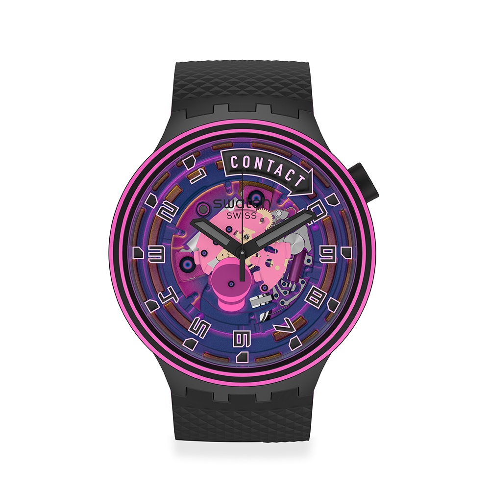 【SWATCH】BIG BOLD TOUCHDOWN紫色行星-錶盤為特殊相反設計 送錶帶 SB01B126 手錶 瑞士錶