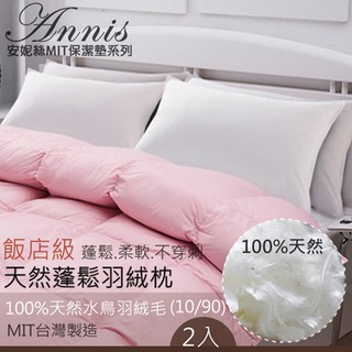 【安妮絲Annis】MIT飯店級車工蓬鬆柔軟羽絨枕(2入) 台灣製造.防絨穿刺不刺人自取團購