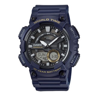 【CASIO】CASIO卡西歐 10年電力 AEQ-110W-2A AEQ-110W雙顯錶款 臺灣卡西歐保固一年