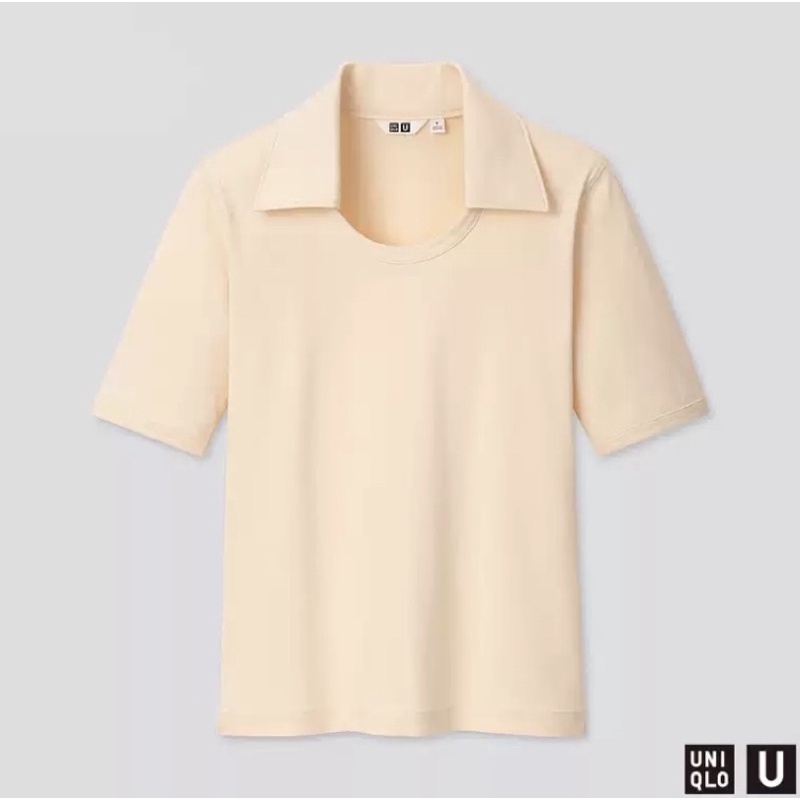Uniqlo 法式圓領T恤 短袖上衣 女裝 U系列  奶油色 GU