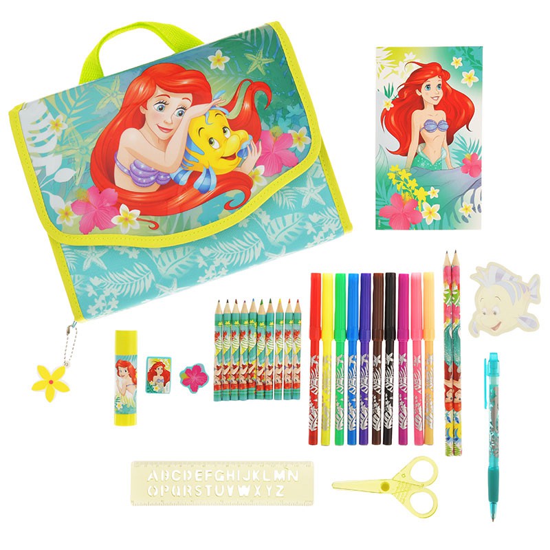日本迪士尼商店 小美人魚 愛莉兒 Ariel 小比目魚 愛麗兒 畫筆組 文具組 彩色筆 剪刀 手提包 現貨
