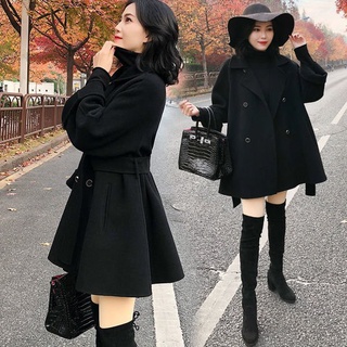 大衣 外套 風衣 中長版 毛衣上衣S-XL韓版赫本風呢子大衣女繫帶中長款毛呢外套4F120-A M06.