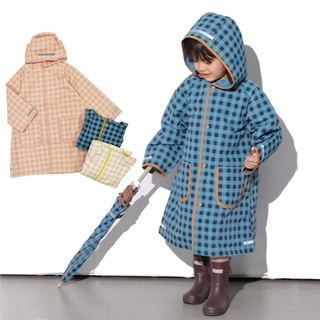 日本代購 現貨 OCEAN＆GROUND 兒童雨衣 附收納袋 書包位 反光 格紋 經典款 男童 女童 100-130cm