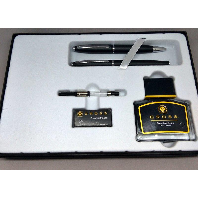 美國 CROSS 高仕 凱樂緞黑禮盒(AT0117B-14MS) 鋼筆+原子筆+墨水禮盒