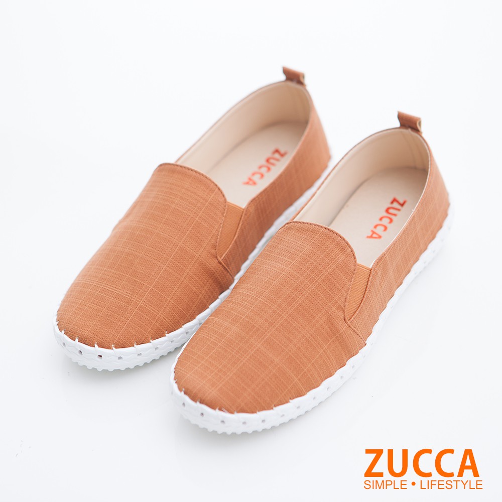【ZUCCA】細格紋休閒平底鞋-z6709ce-棕
