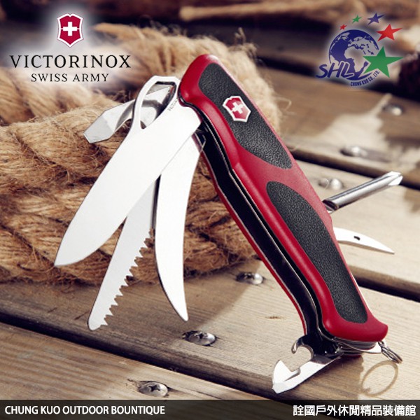 Victorinox維氏瑞士刀RangerGrip 58 紅黑防滑13用 / 0.9683.MC / VN124【詮國】
