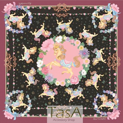 TasA Accessory-Kiss me doll泰國設計師品牌絲巾(現貨)-經典木馬系列Wealth款(黑色)