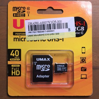UMAX Micro SD SDHC Class10 32GB 記憶卡