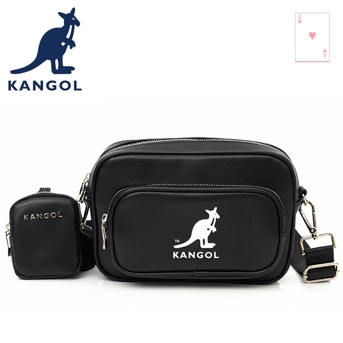 【紅心包包館】KANGOL 英國袋鼠 側背包 斜背包 62251716 黑色 米白