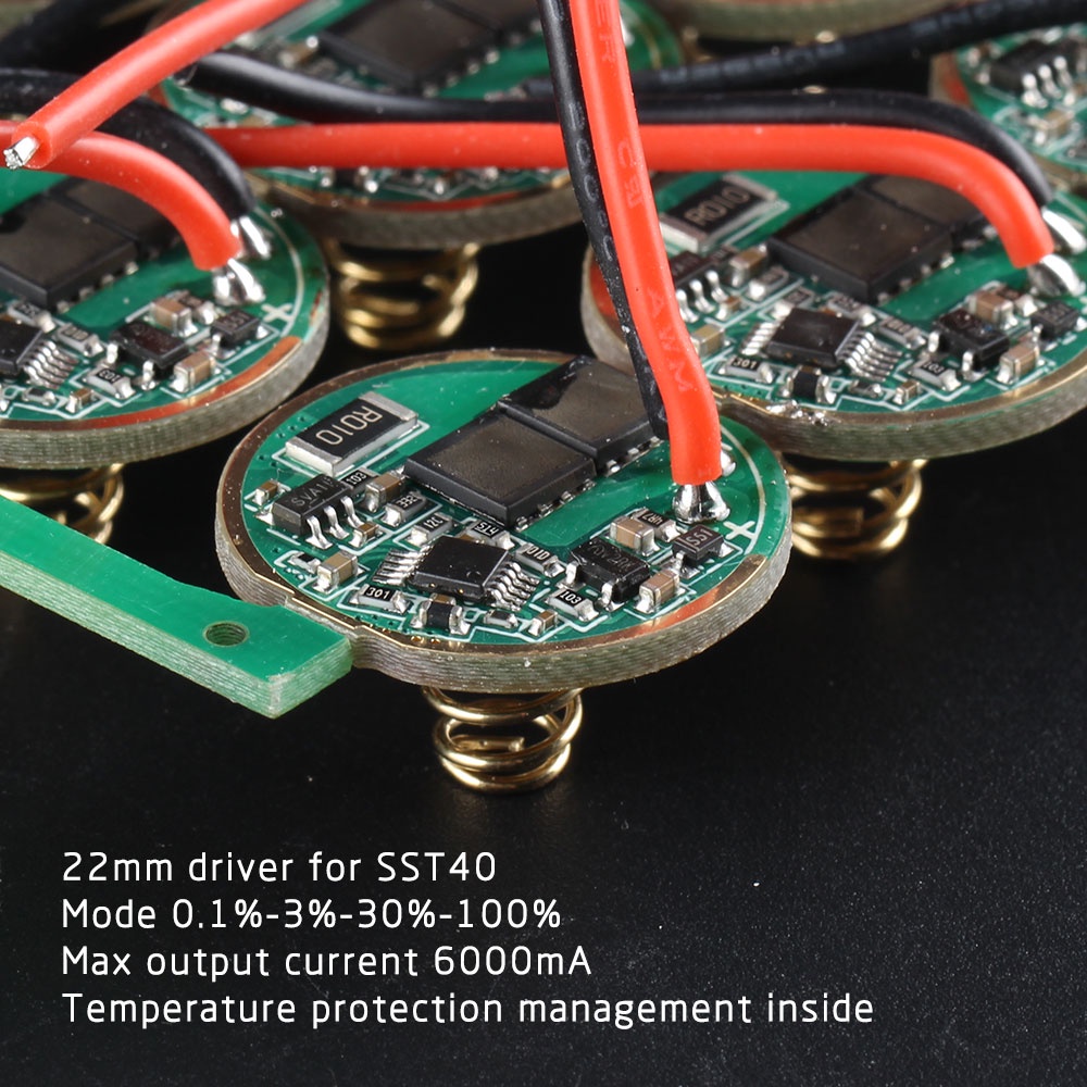 【電筒發燒友】限用於SST40 LED驅動 20/22mm電路板 最大輸出6A 4檔位模式 溫控保護 手電筒驅動電路板