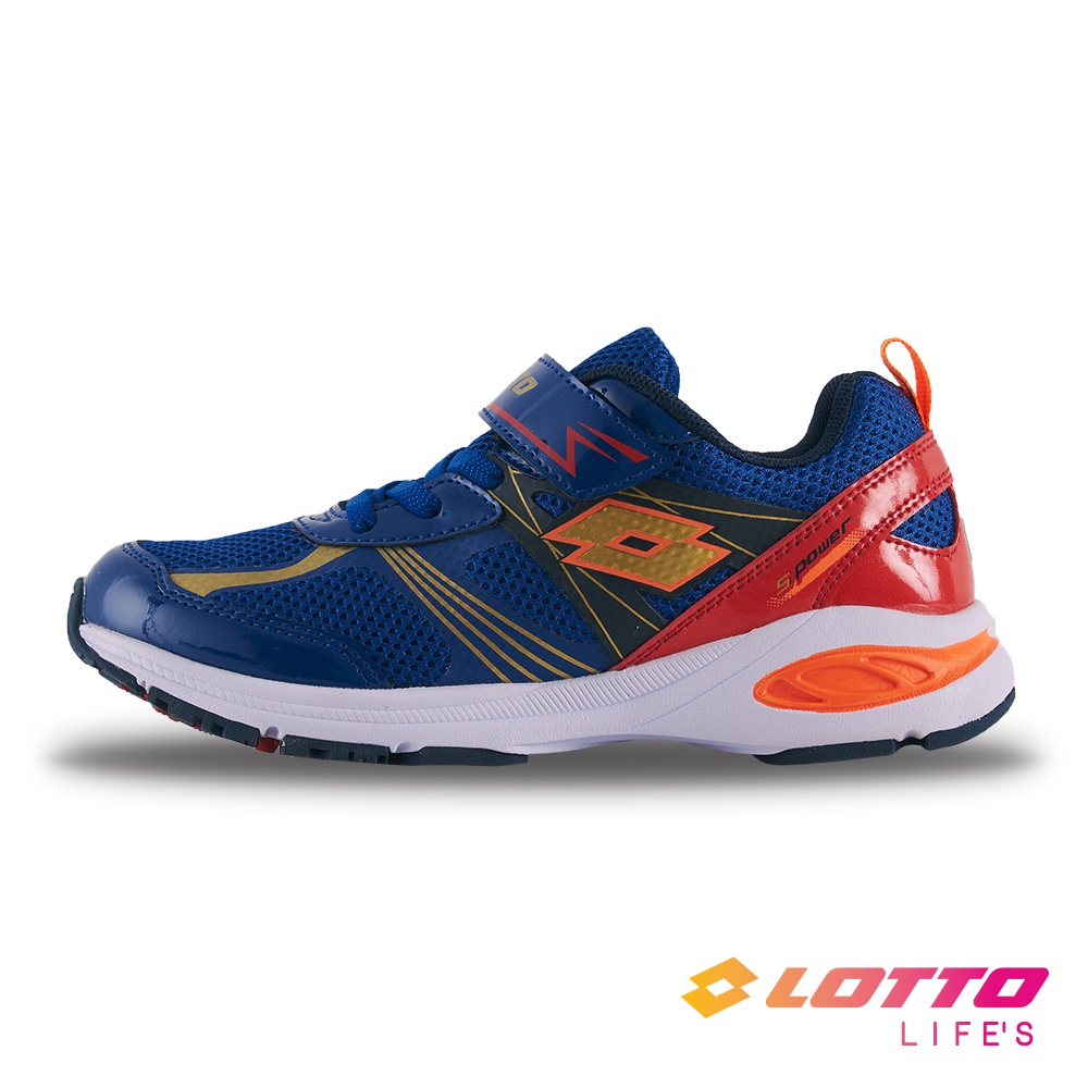 【LOTTO 義大利】童鞋 S POWER 競速避震跑鞋(藍/橘紅-LT1AKR3696)21~24.5CM
