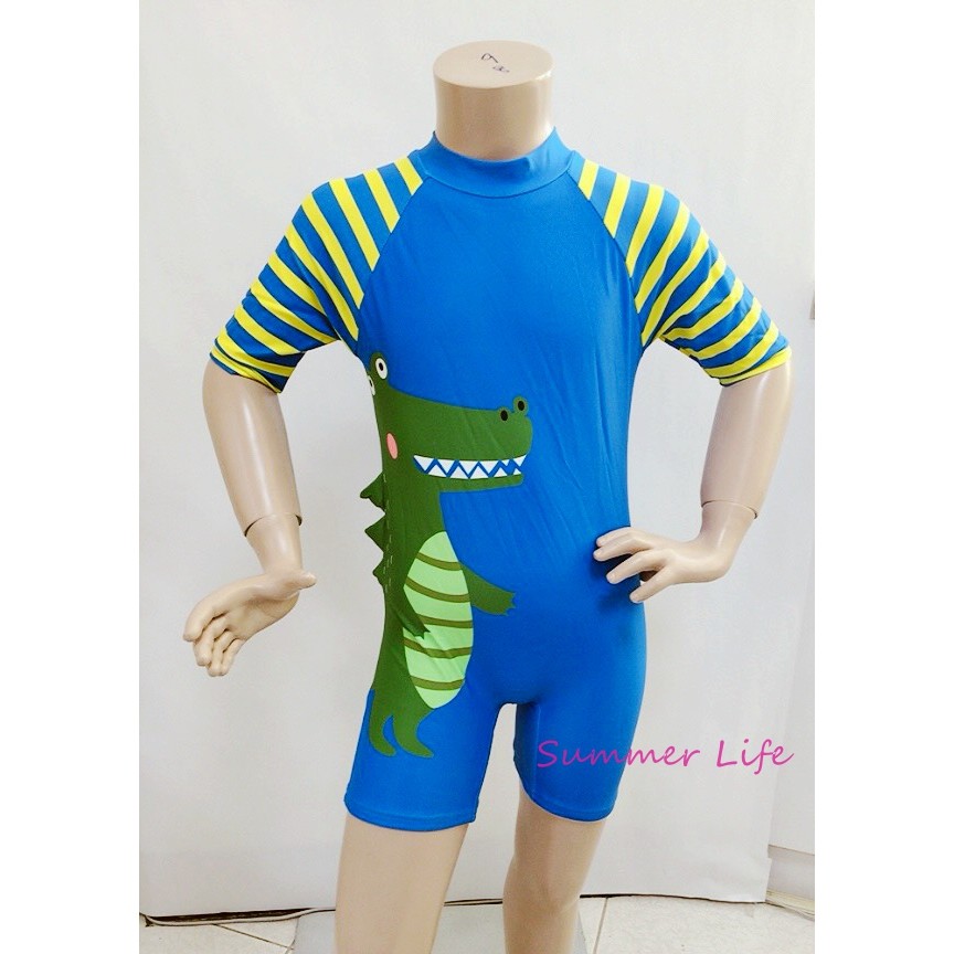 【Summer Life】☀微瑕零碼出清品☀  FASTER名人泳裝_小童鱷魚造型短袖連身泳裝
