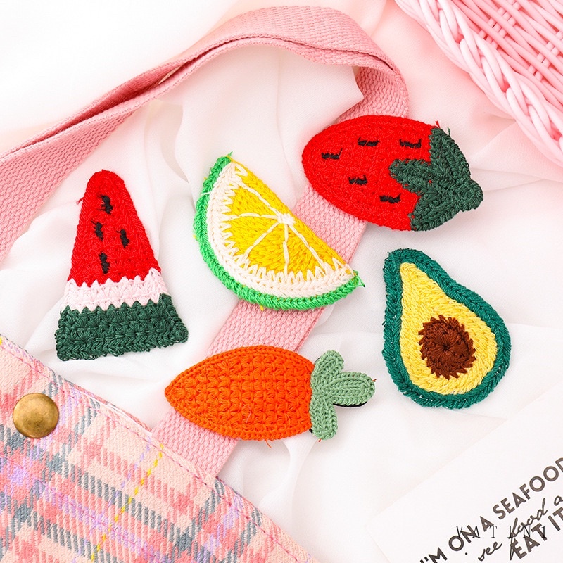 &lt;現貨、快速出貨&gt;水果針織髮夾 髮飾 草莓 紅蘿蔔 酪梨 西瓜 檸檬