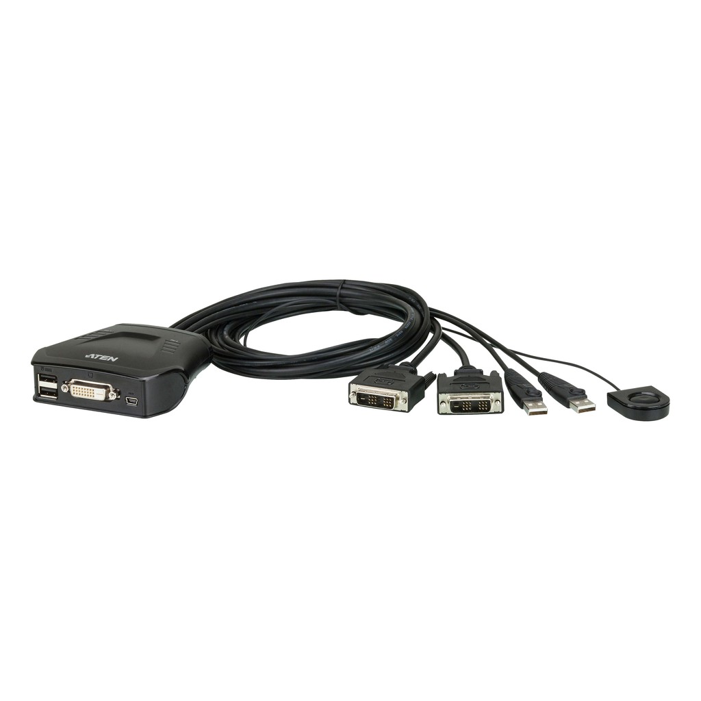ATEN宏正 CS22D 【2埠-USB】/DVI帶線式/KVM/多電腦切換器(外接式切換按鍵)含HDMI轉接頭