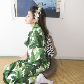 限時賞味綠了芭蕉日式和風浴衣文藝復古少女連衣裙改良和服棉布